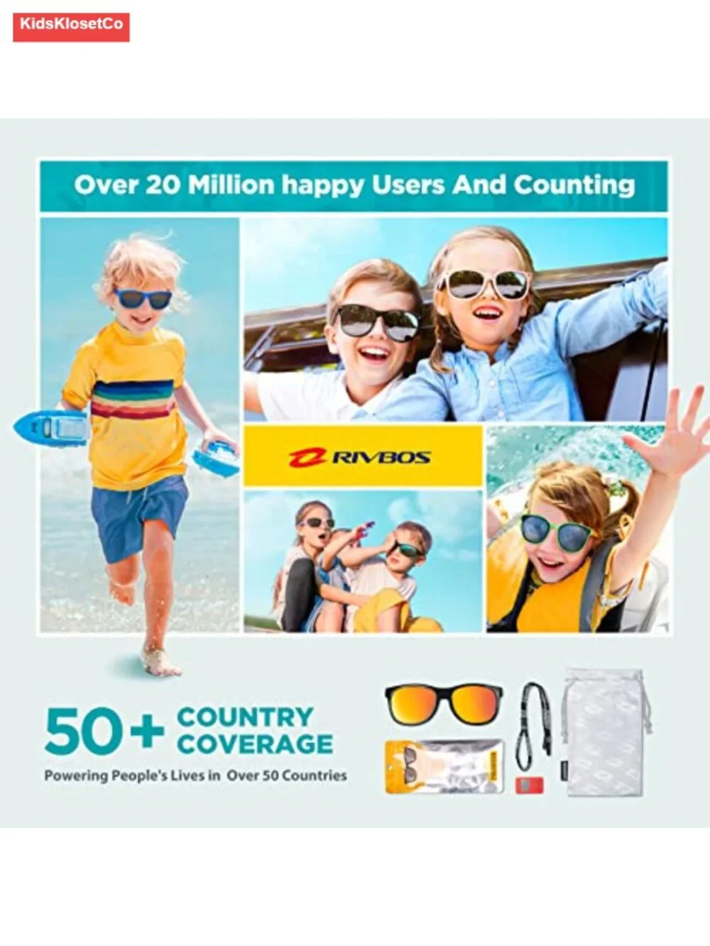 Kids Polarized Sunglasses with Strap UV Protection Rubber Frame Plastic Lens